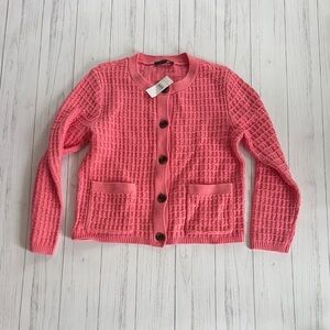 NWT coral Waffle Knit Button-Up Cardigan